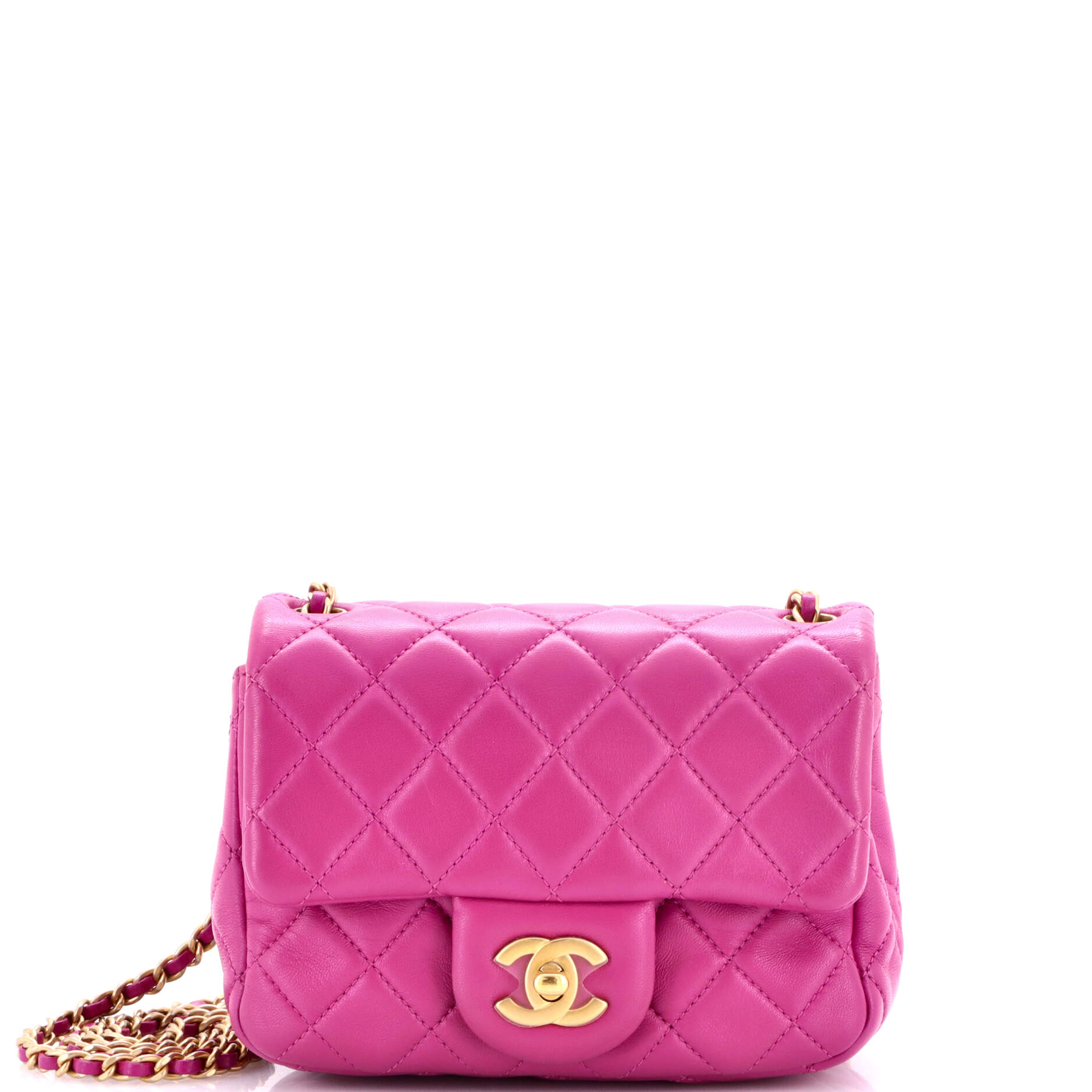 Pearl Crush Square Flap Bag Quilted Lambskin Mini