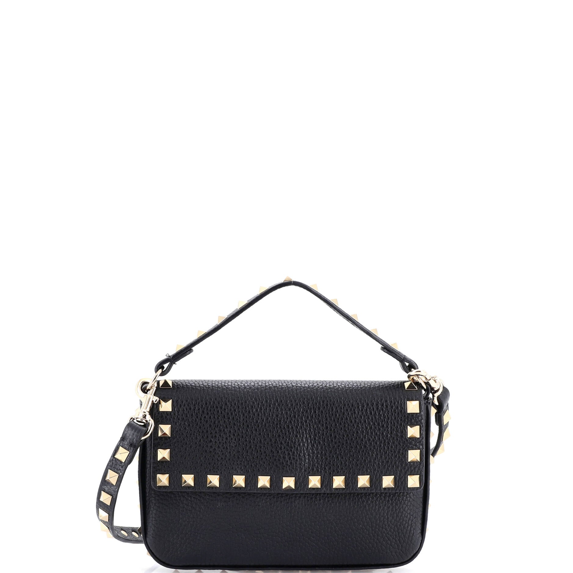 Rockstud Top Handle Crossbody Pouch Leather Mini