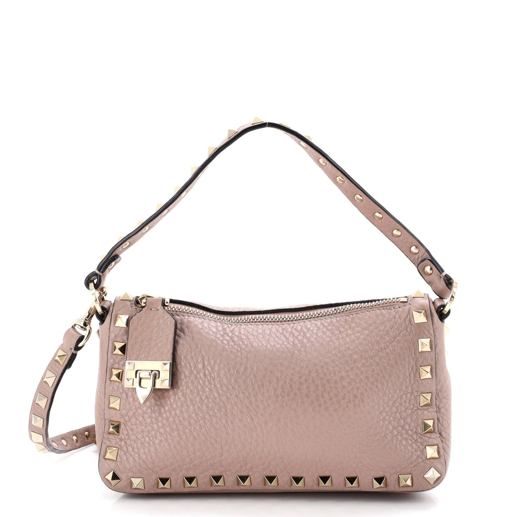 Rockstud Zip Pochette Shoulder Bag Leather Small