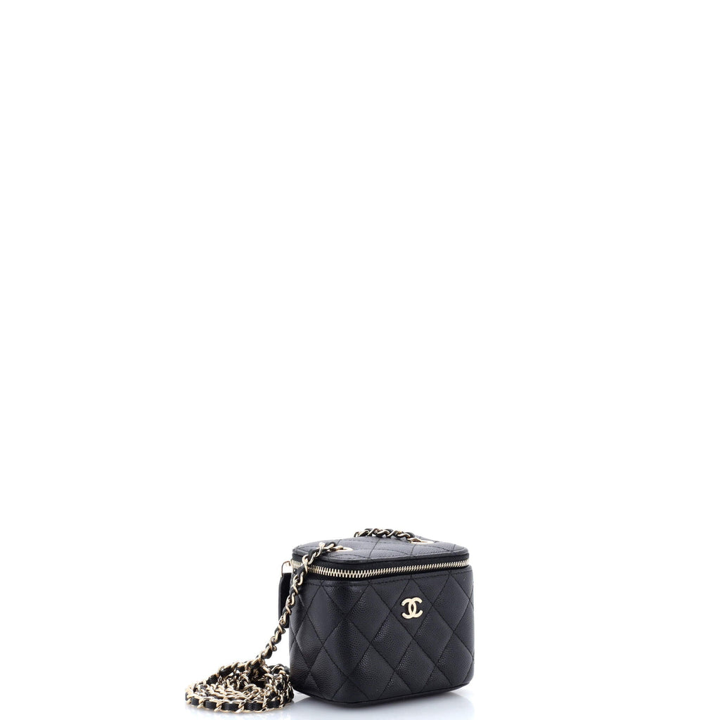 Classic Vanity Case with Chain Quilted Caviar Mini