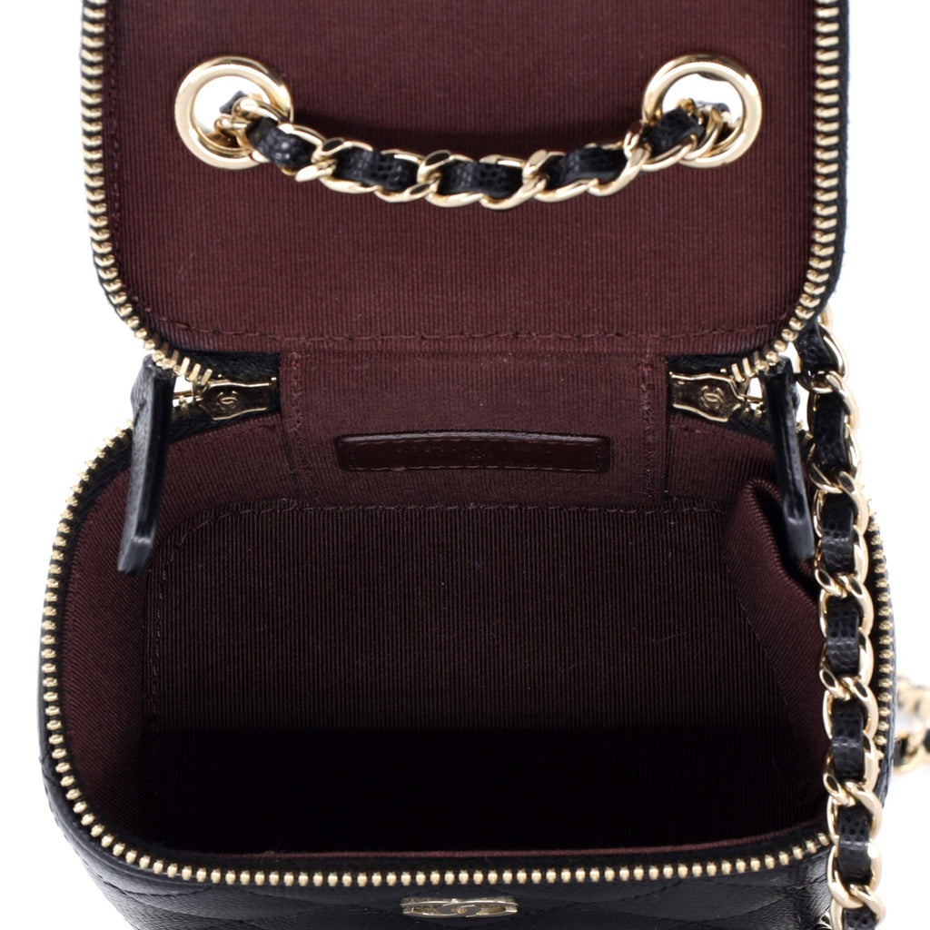 Classic Vanity Case with Chain Quilted Caviar Mini