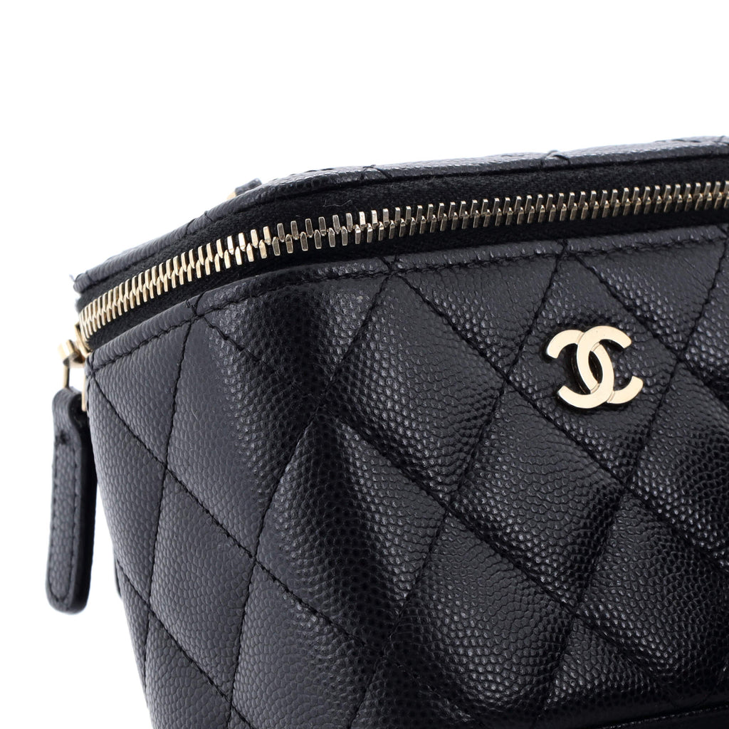 Classic Vanity Case with Chain Quilted Caviar Mini