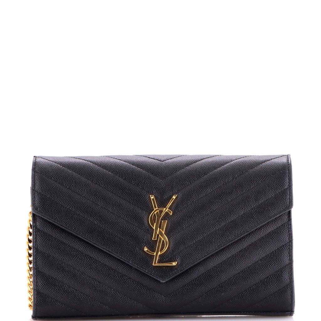 Classic Monogram Wallet on Chain Matelasse Chevron Leather Medium