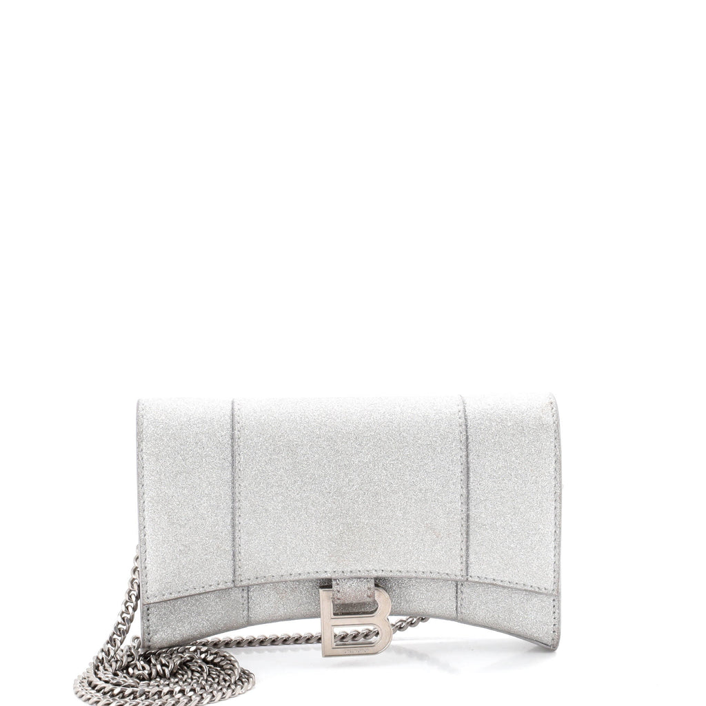 Hourglass Chain Wallet Glitter Leather