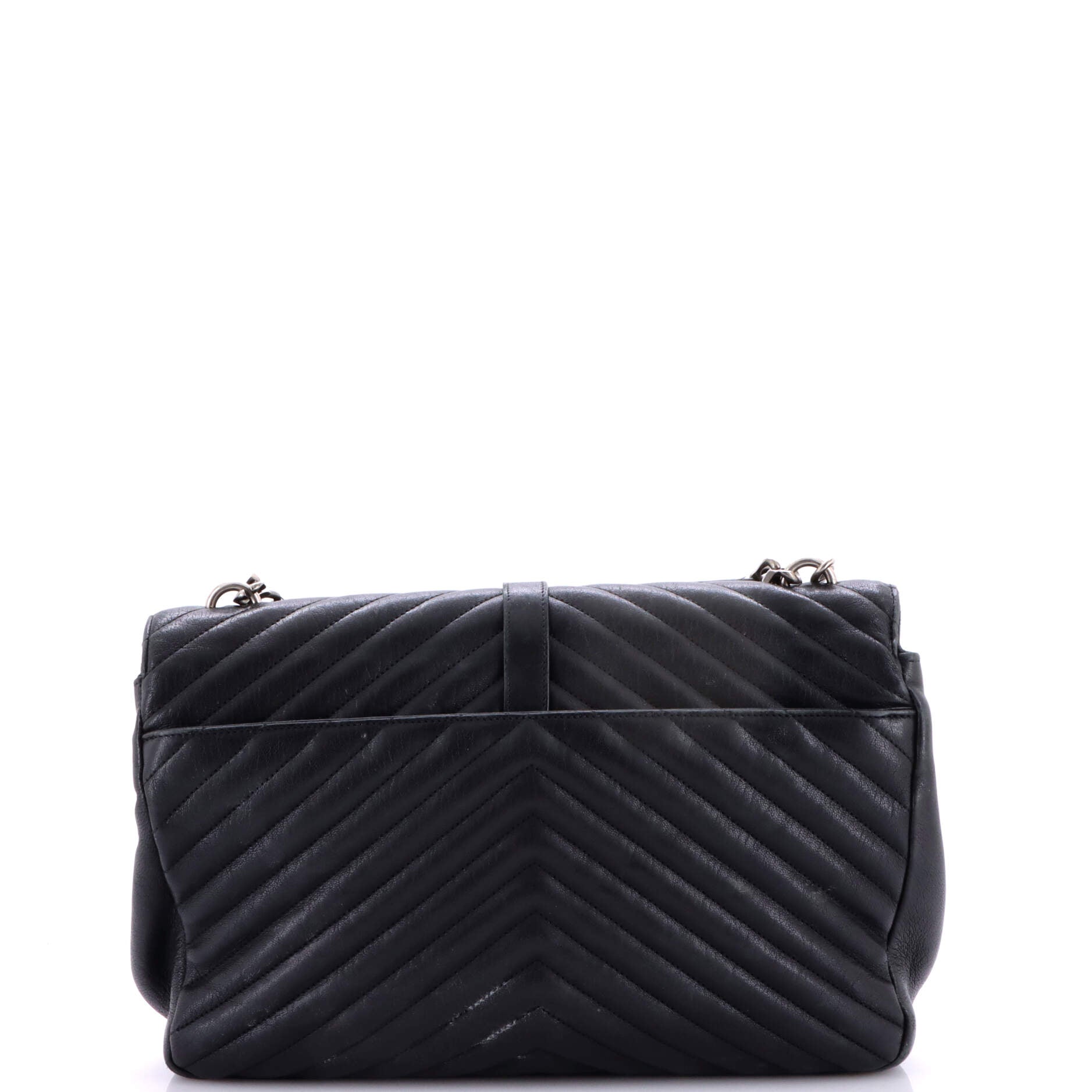 Classic Monogram College Bag Matelasse Chevron Leather Large