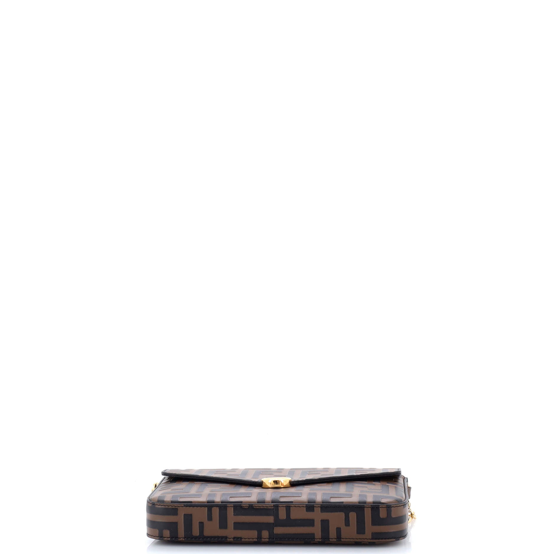 F is Fendi Envelope Clutch on Chain Zucca Embossed Leather