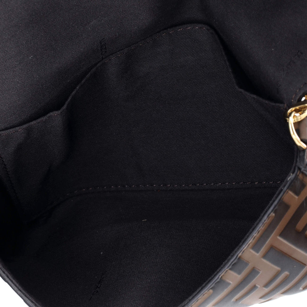 F is Fendi Envelope Clutch on Chain Zucca Embossed Leather