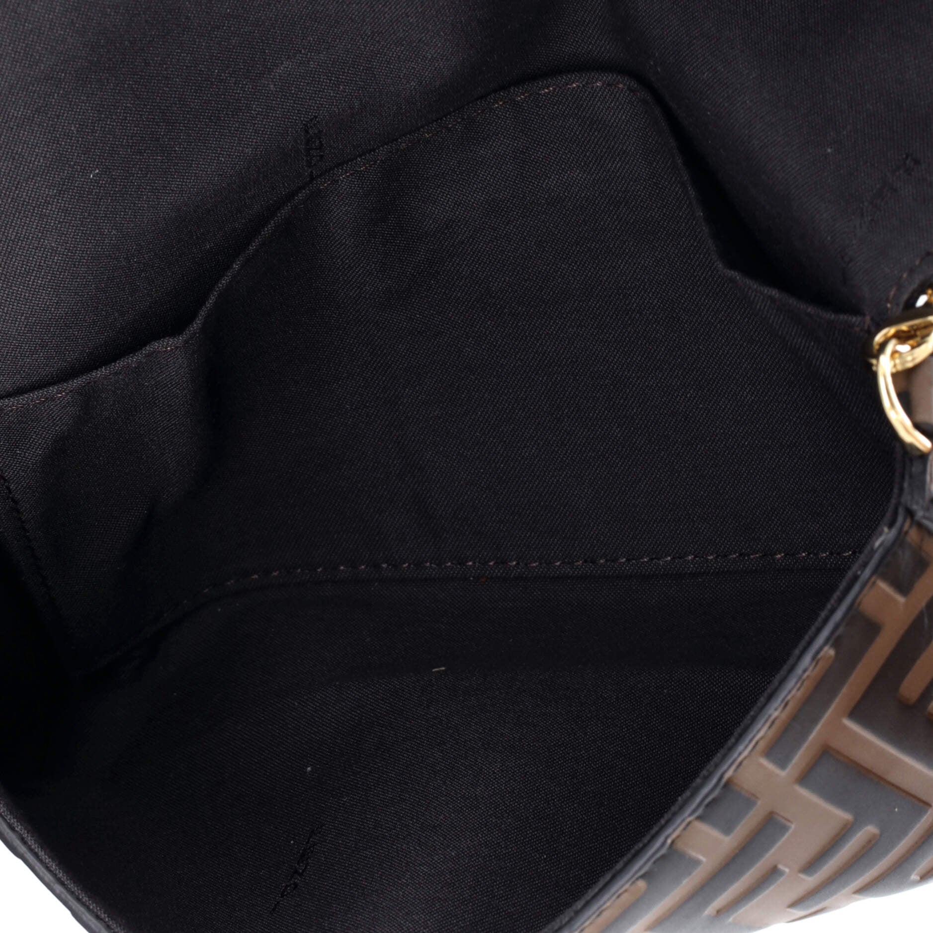 F is Fendi Envelope Clutch on Chain Zucca Embossed Leather