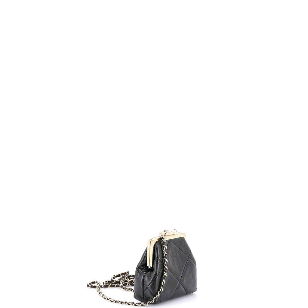 CC Kisslock Frame Clutch with Chain Quilted Lambskin Mini
