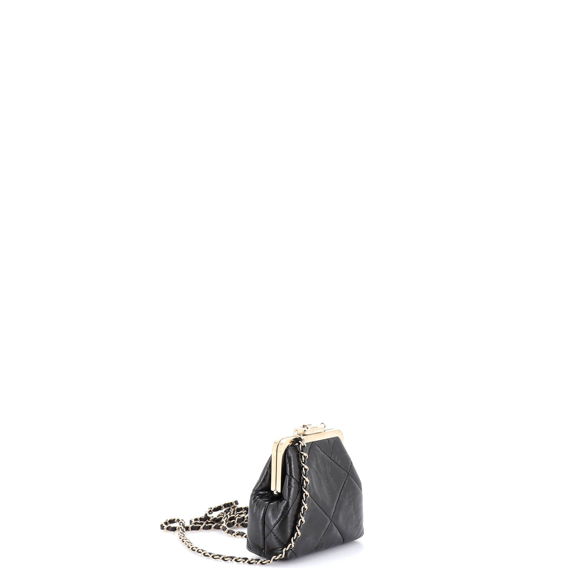 CC Kisslock Frame Clutch with Chain Quilted Lambskin Mini