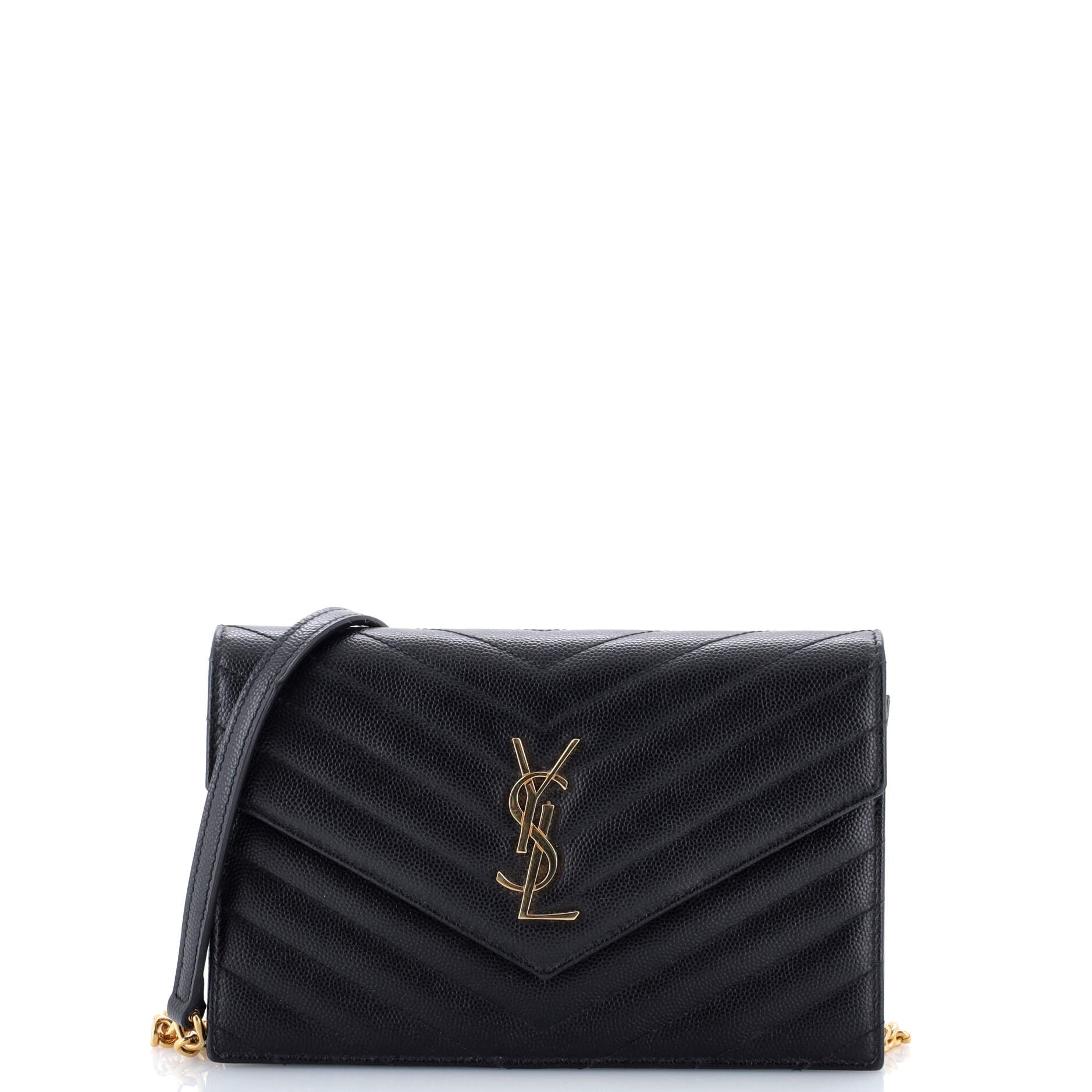 Classic Monogram Wallet on Chain Matelasse Chevron Leather Small