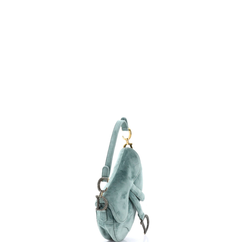 Saddle Handbag Velvet with Crystals Mini