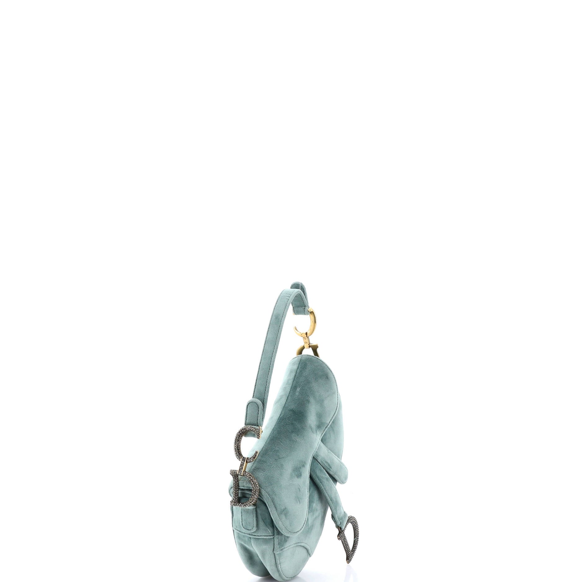 Saddle Handbag Velvet with Crystals Mini
