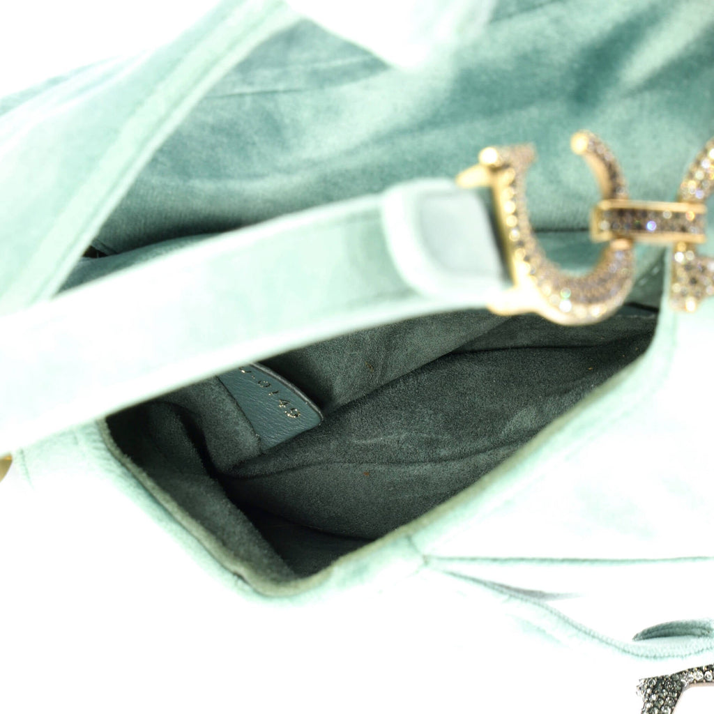 Saddle Handbag Velvet with Crystals Mini