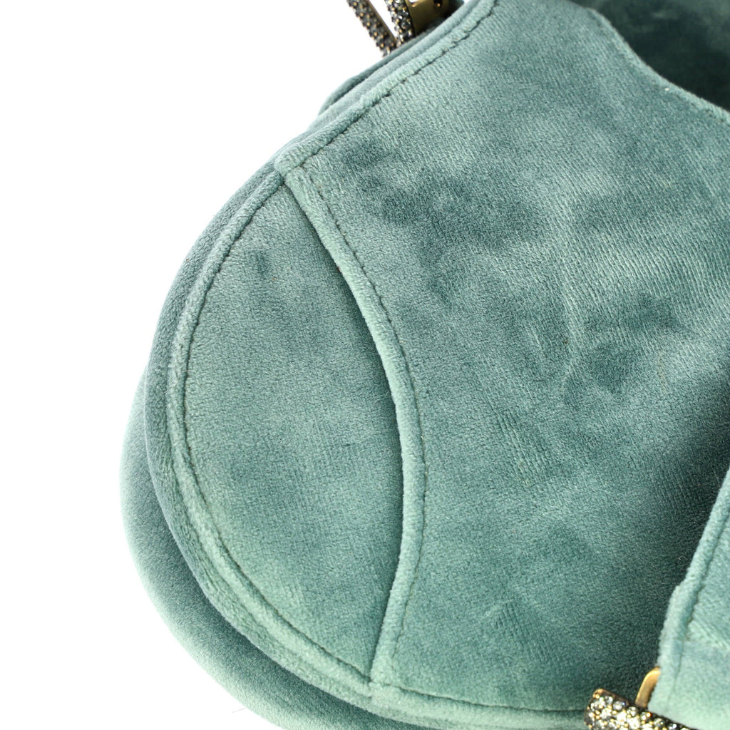 Saddle Handbag Velvet with Crystals Mini