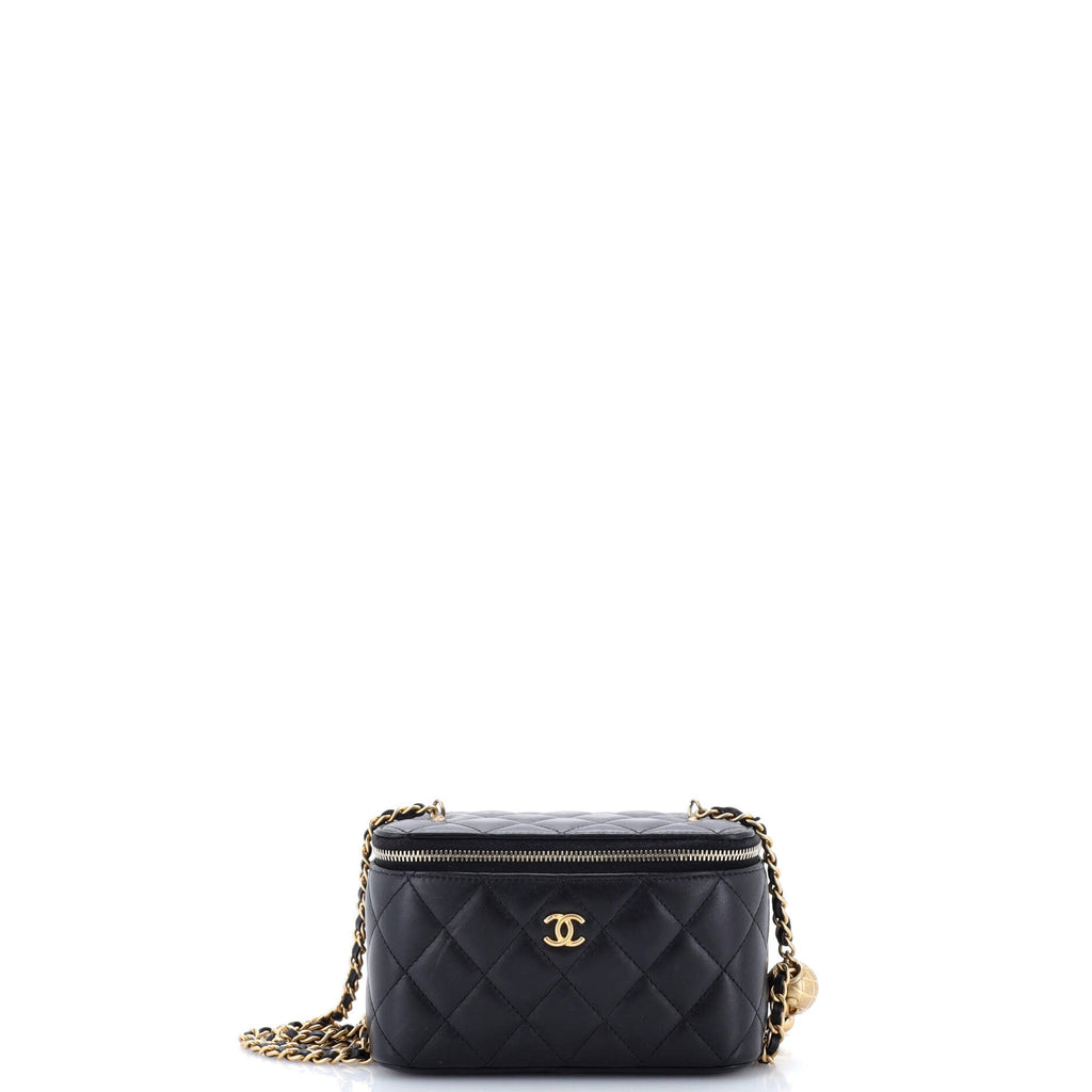 Pearl Crush Vanity Case with Chain Quilted Lambskin Small