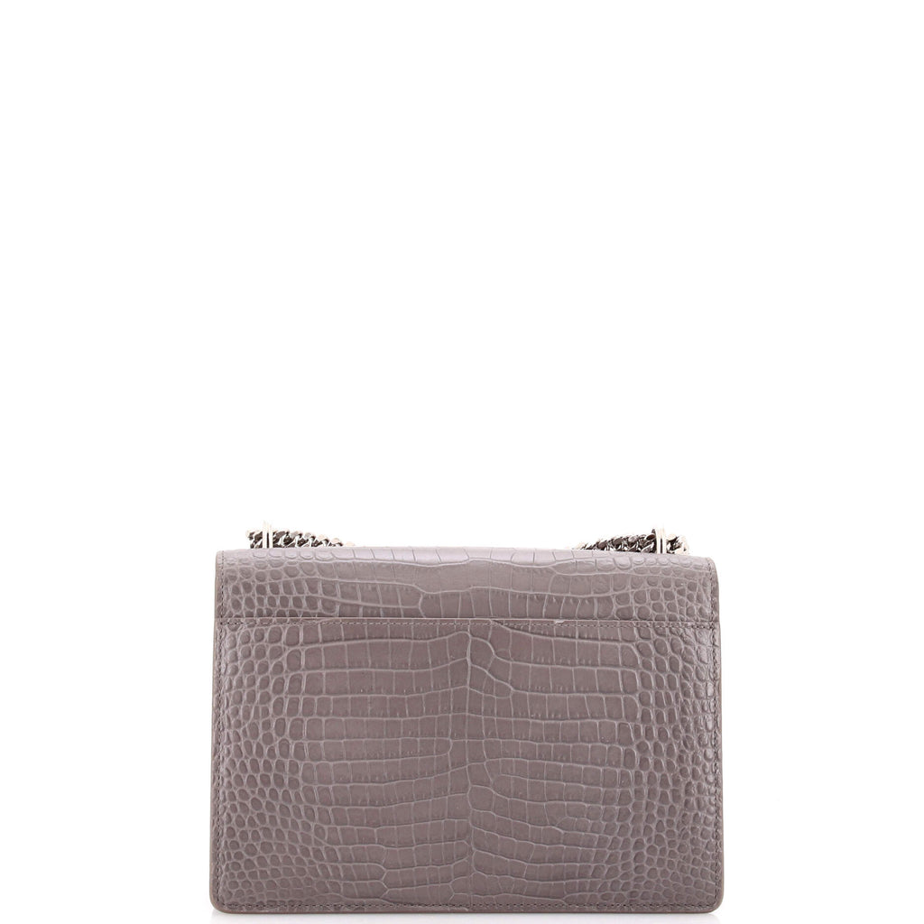 Sunset Crossbody Bag Crocodile Embossed Leather Medium