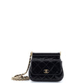 CC Frame Flap Clutch with Chain Quilted Patent