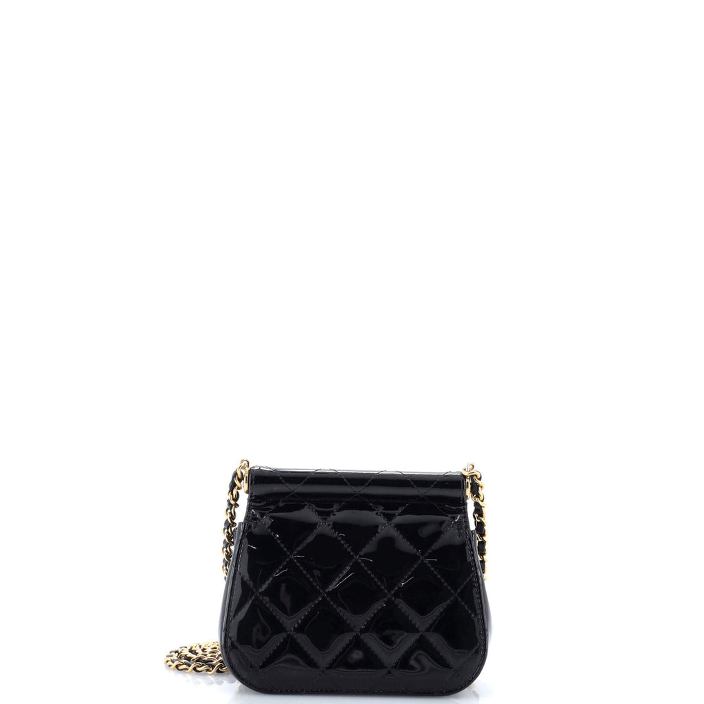 CC Frame Flap Clutch with Chain Quilted Patent