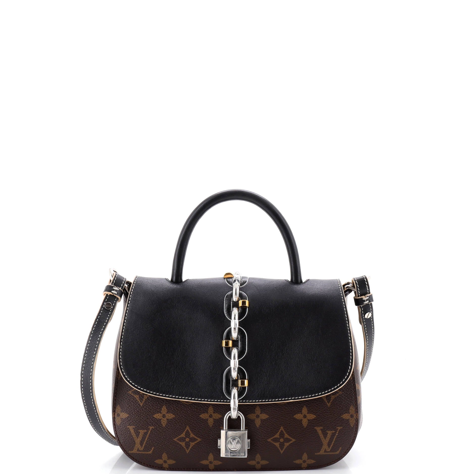 Chain It Handbag Monogram Canvas with Leather PM