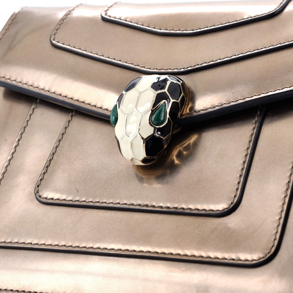 Serpenti Forever Square Shoulder Bag Metallic Leather Small