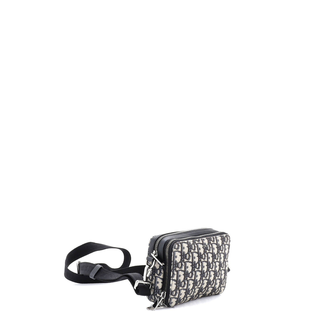 Double Zip Crossbody Pouch Oblique Canvas