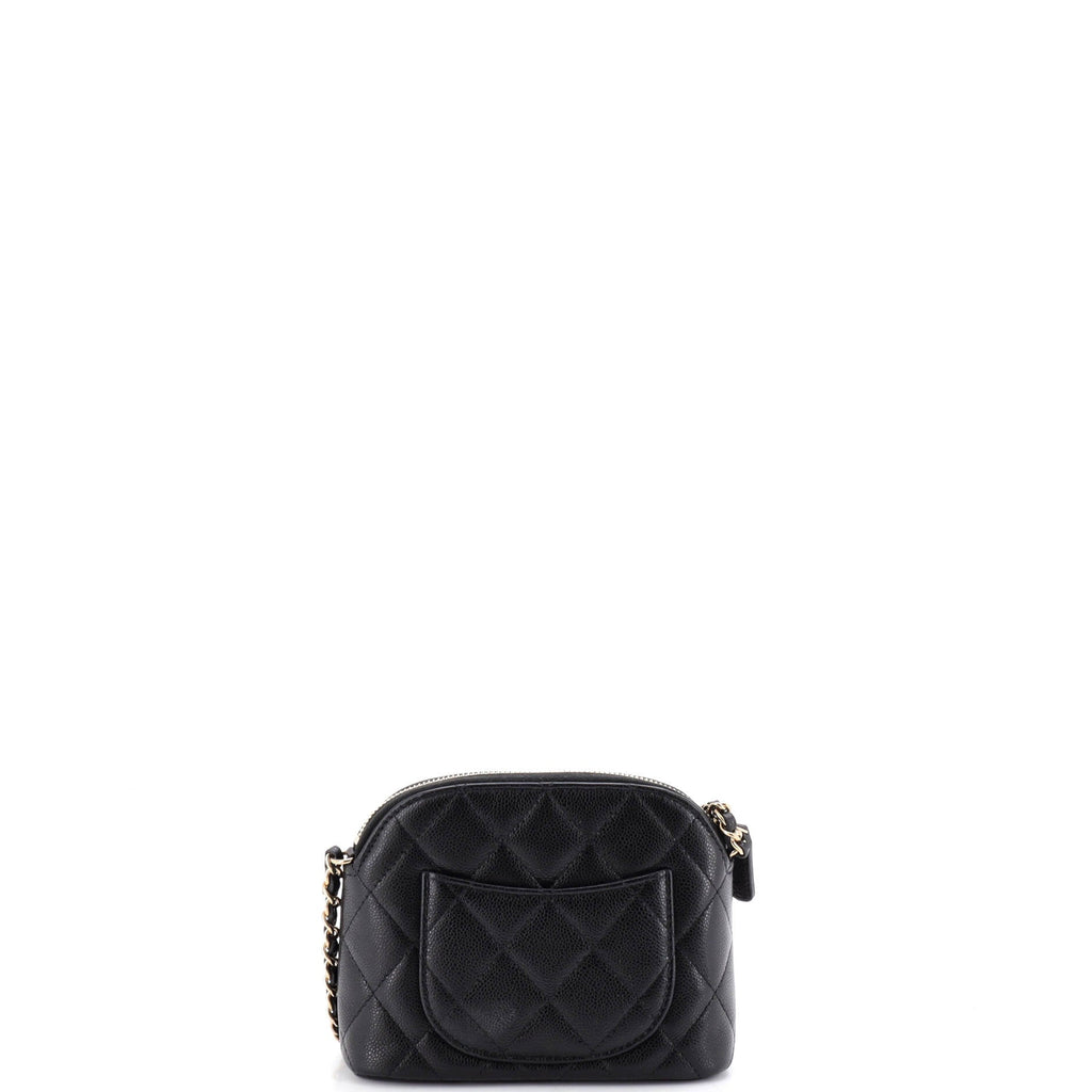 CC Dome Zip Clutch with Chain Quilted Caviar Mini