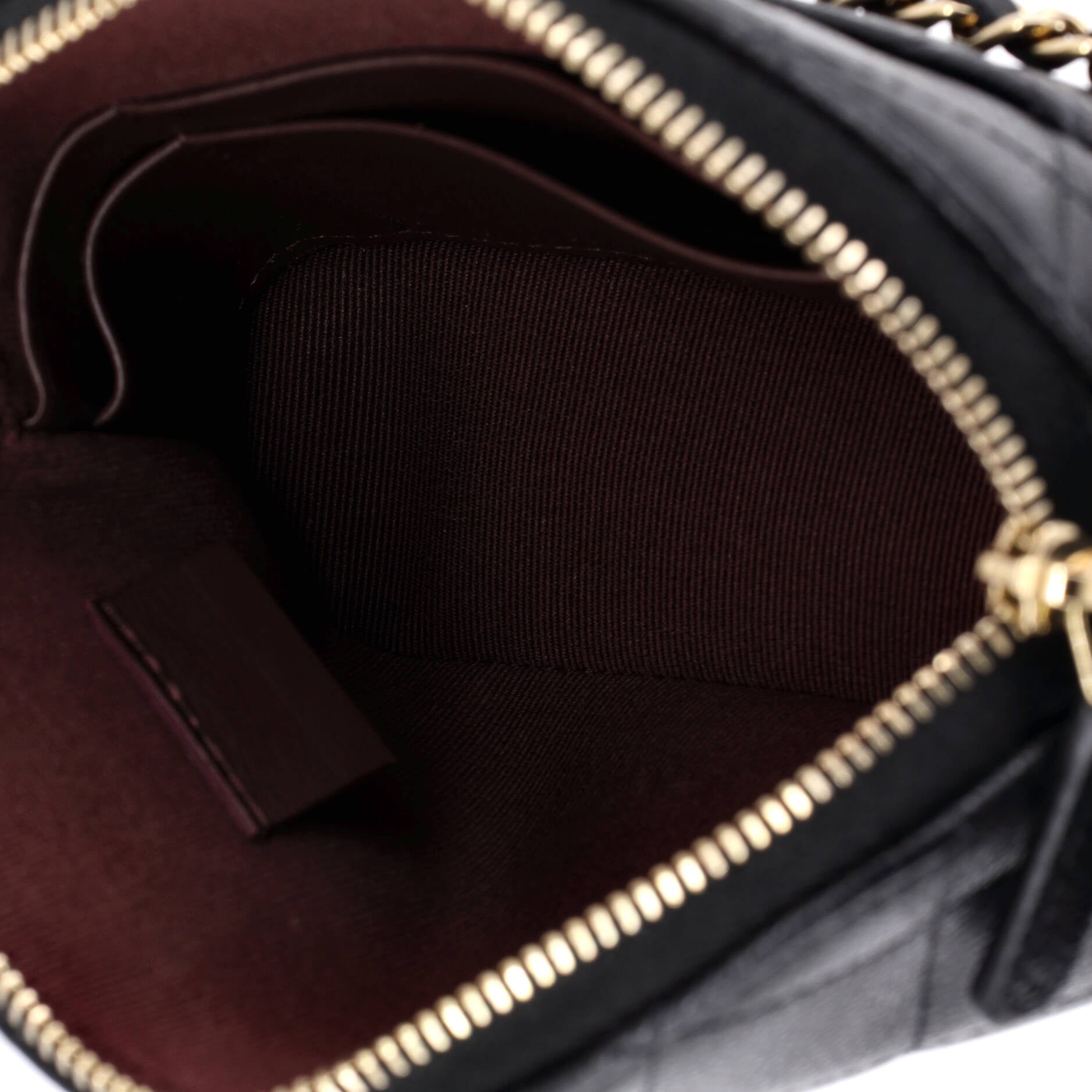 CC Dome Zip Clutch with Chain Quilted Caviar Mini
