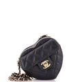 CC in Love Heart Clutch with Chain Quilted Lambskin