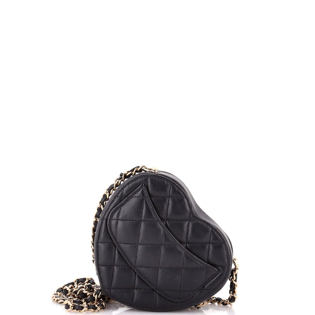 CC in Love Heart Clutch with Chain Quilted Lambskin