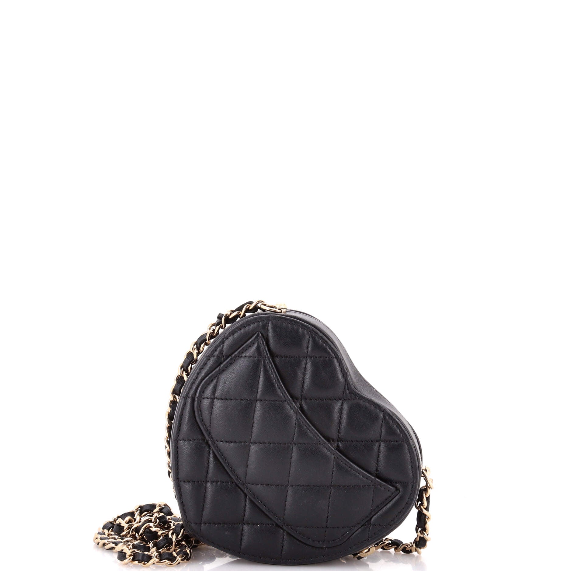 CC in Love Heart Clutch with Chain Quilted Lambskin