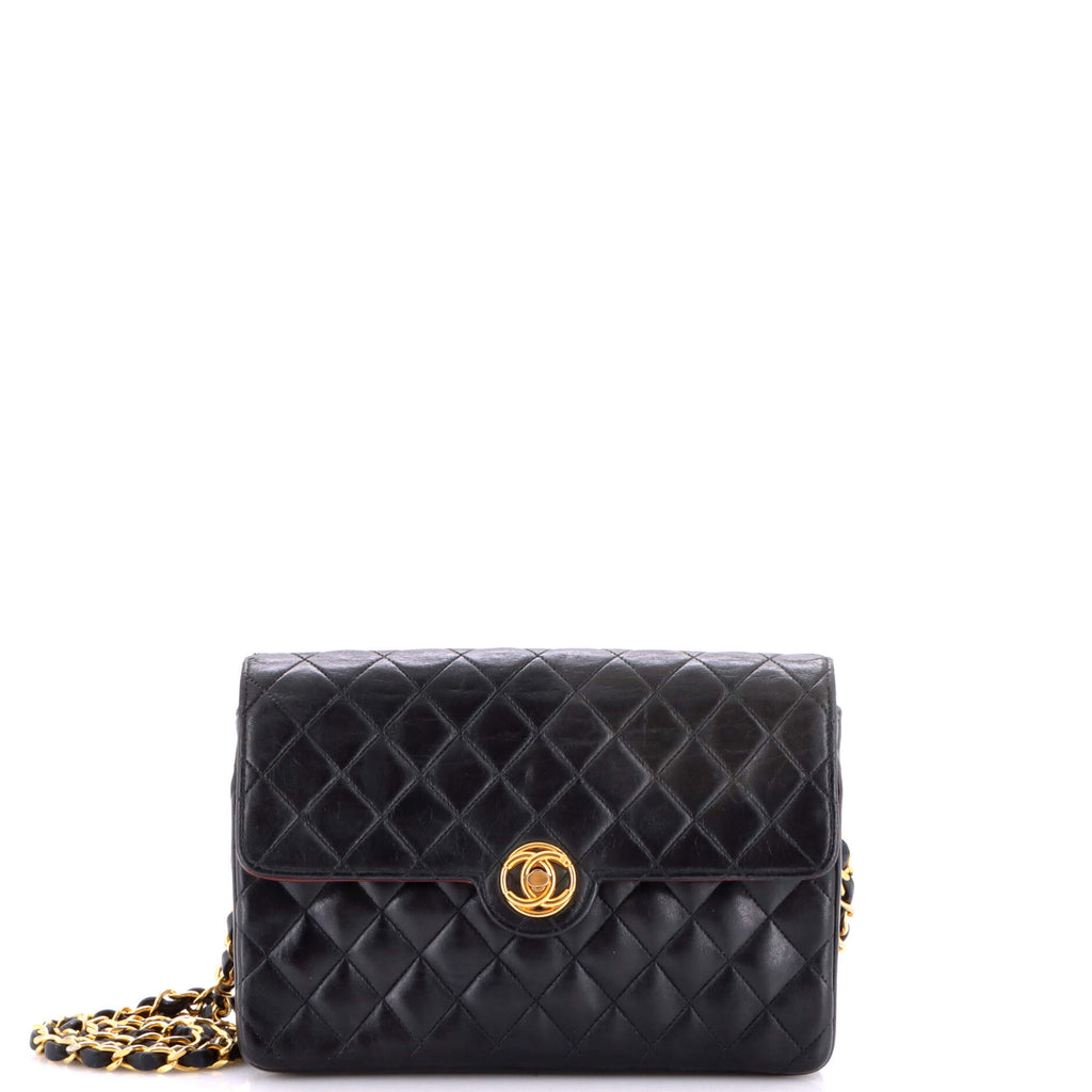 Vintage CC Chain Flap Bag Quilted Lambskin Small