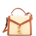 Cassandra Top Handle Bag Raffia with Leather Mini