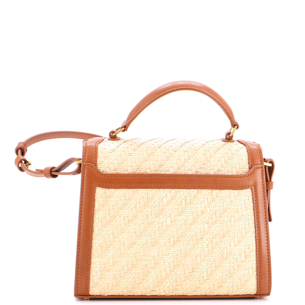 Cassandra Top Handle Bag Raffia with Leather Mini