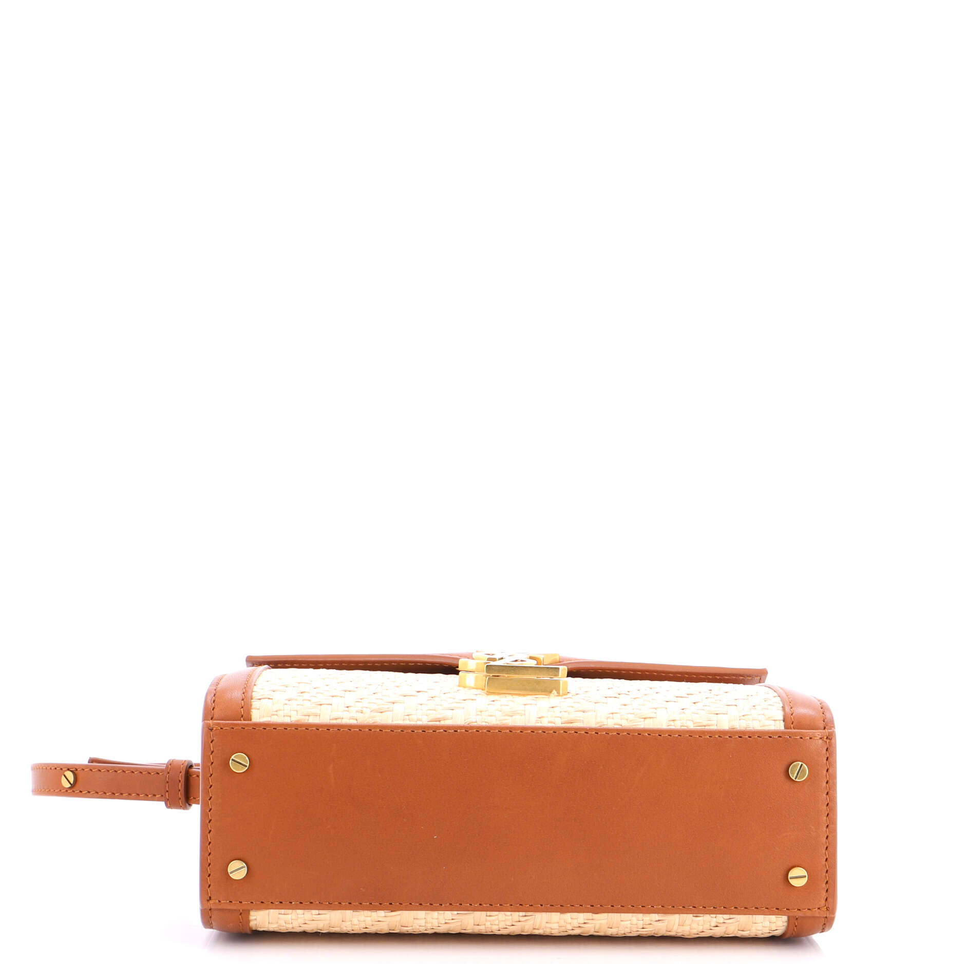 Cassandra Top Handle Bag Raffia with Leather Mini