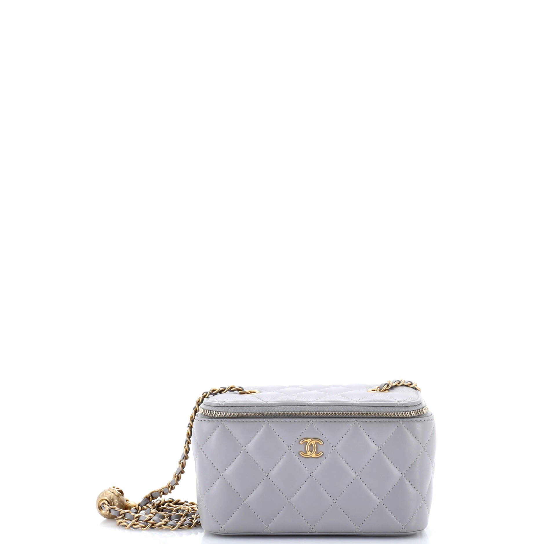 Pearl Crush Vanity Case with Chain Quilted Lambskin Small