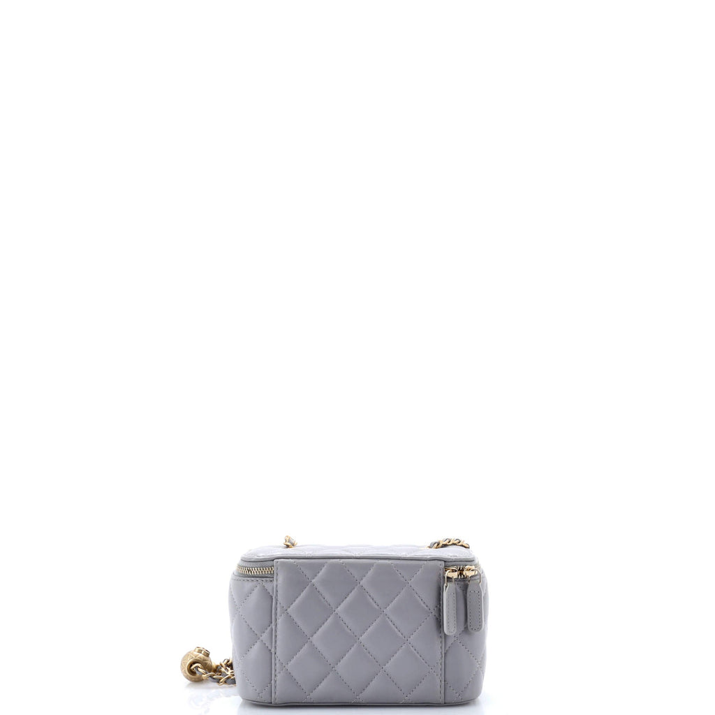 Pearl Crush Vanity Case with Chain Quilted Lambskin Small