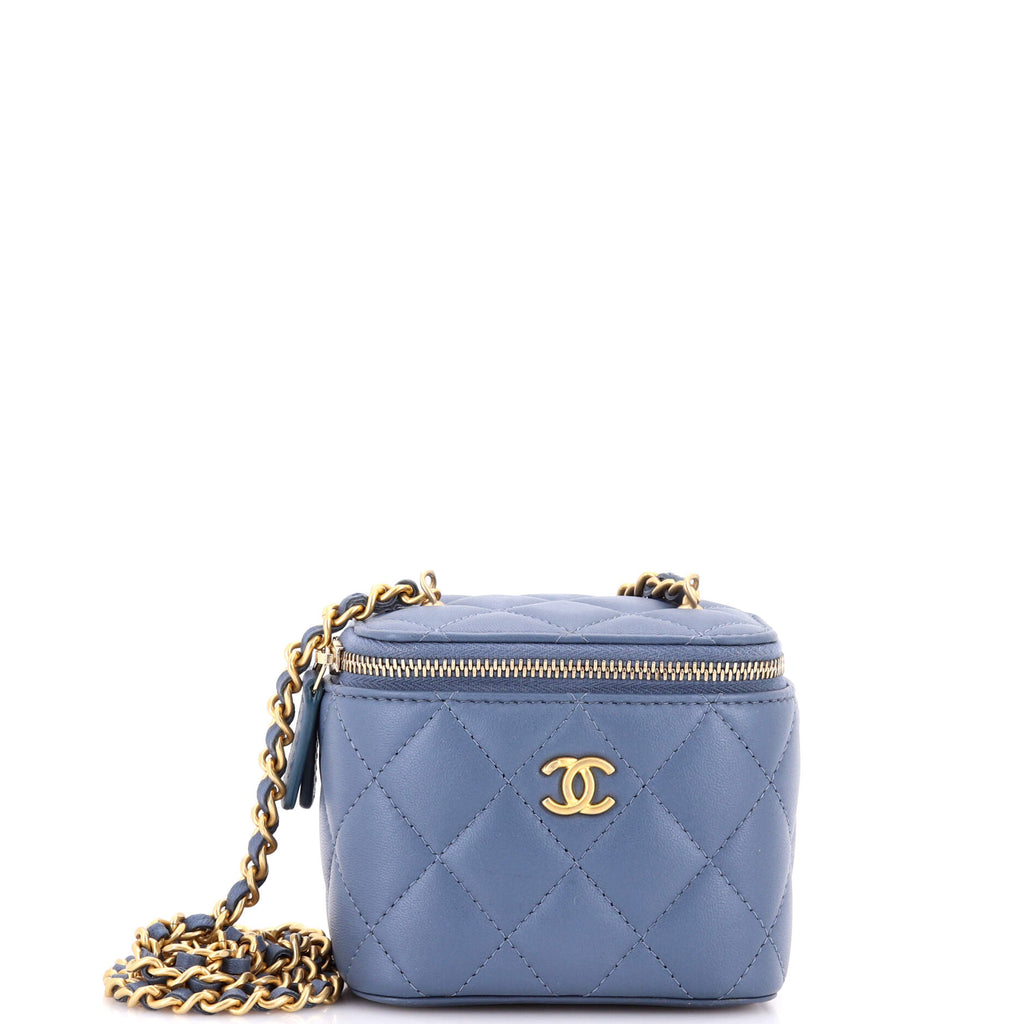 Pearl Crush Vanity Case with Chain Quilted Lambskin Mini