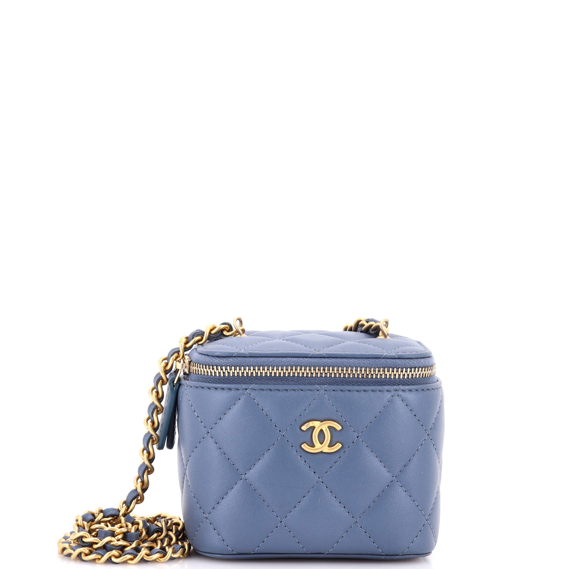Pearl Crush Vanity Case with Chain Quilted Lambskin Mini