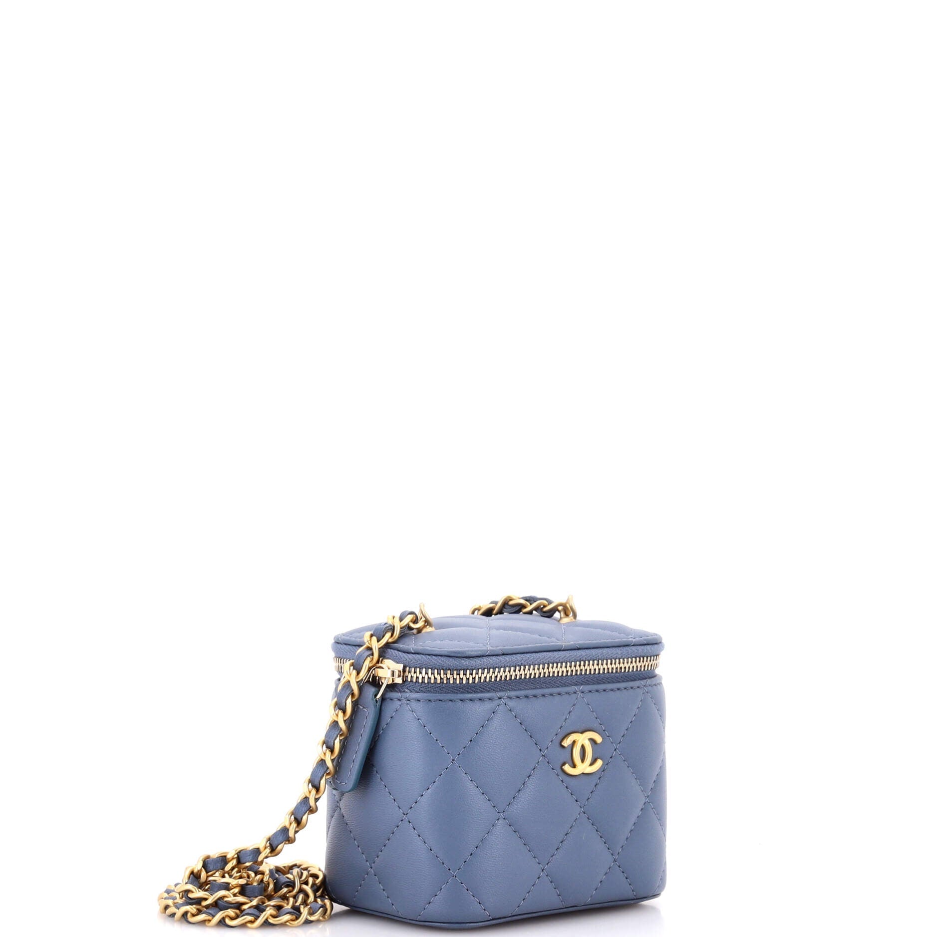 Pearl Crush Vanity Case with Chain Quilted Lambskin Mini