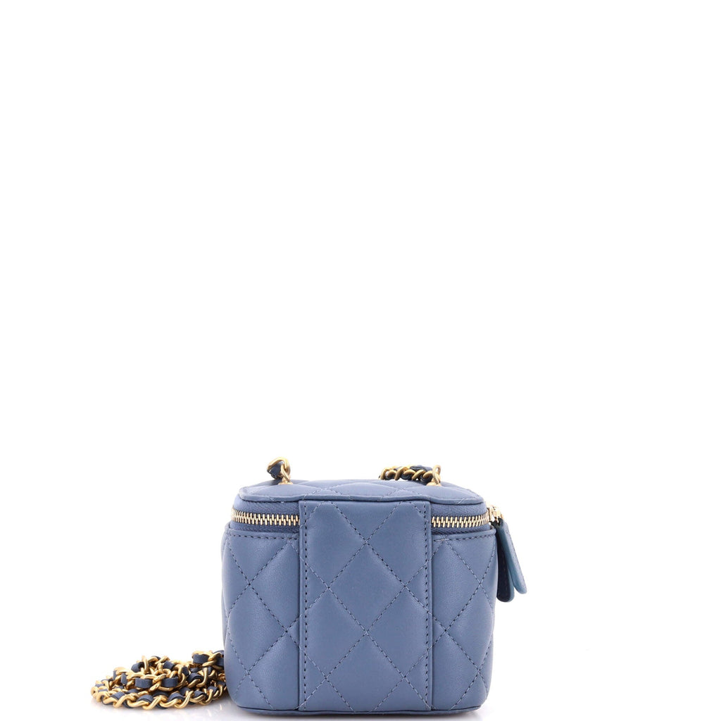 Pearl Crush Vanity Case with Chain Quilted Lambskin Mini