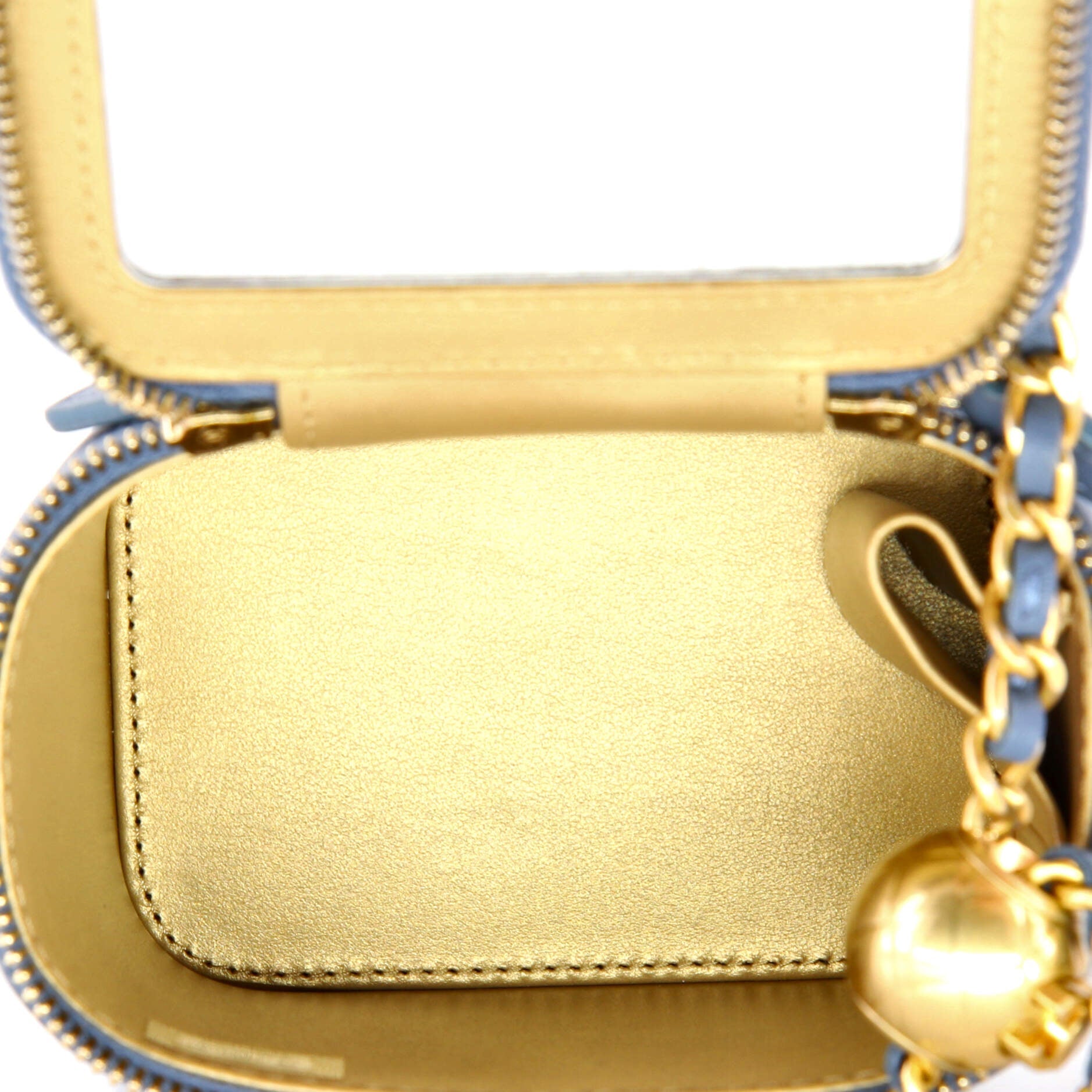 Pearl Crush Vanity Case with Chain Quilted Lambskin Mini