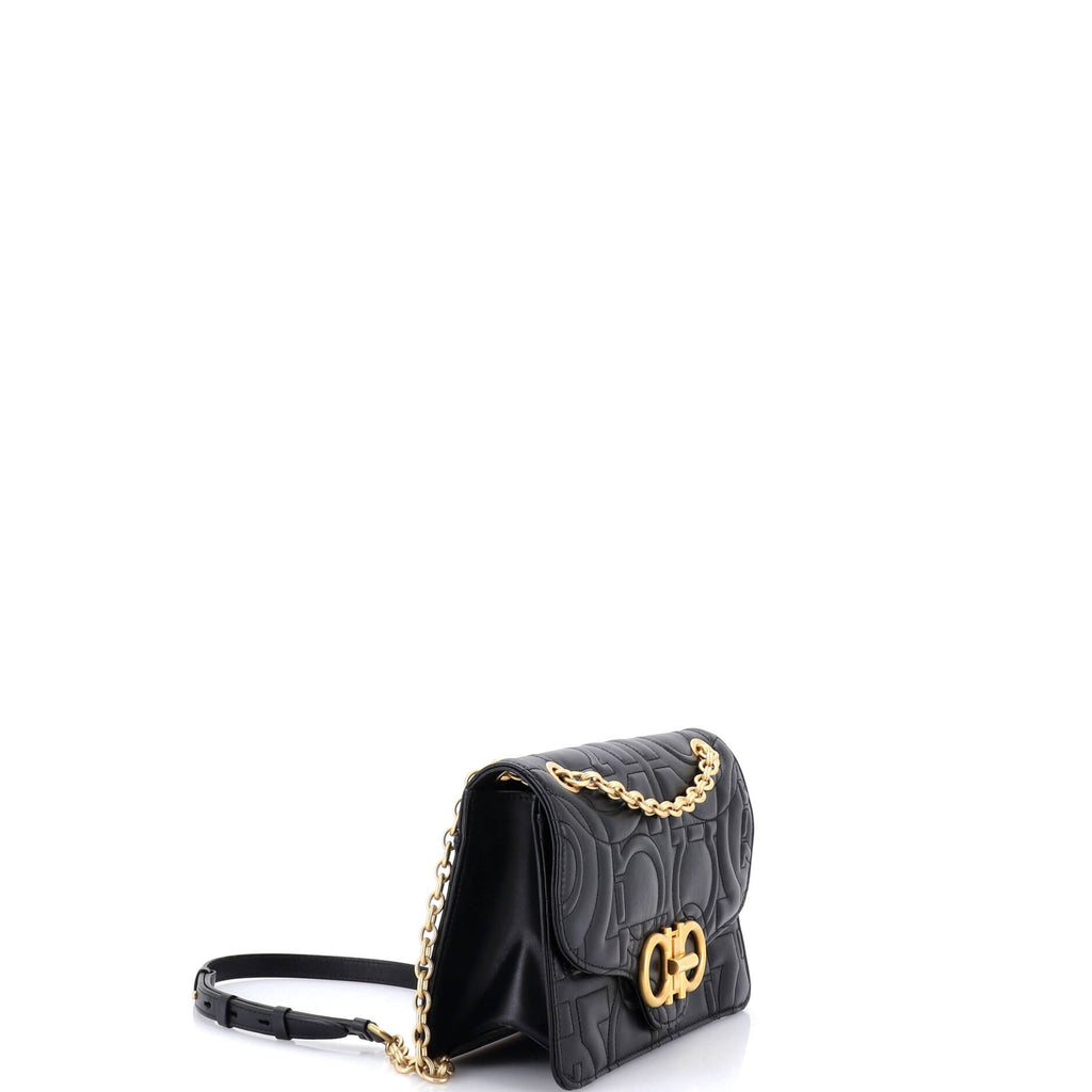 Gancini Turnlock Flap Bag Gancini Quilted Leather Medium
