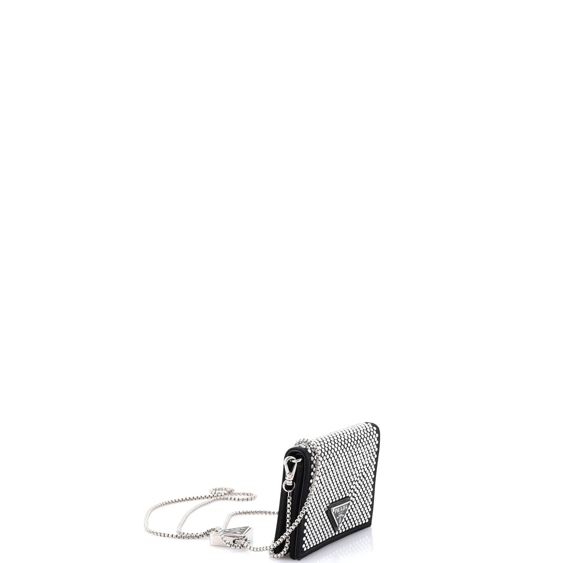 Flap Card Holder with Chain Satin with Crystals