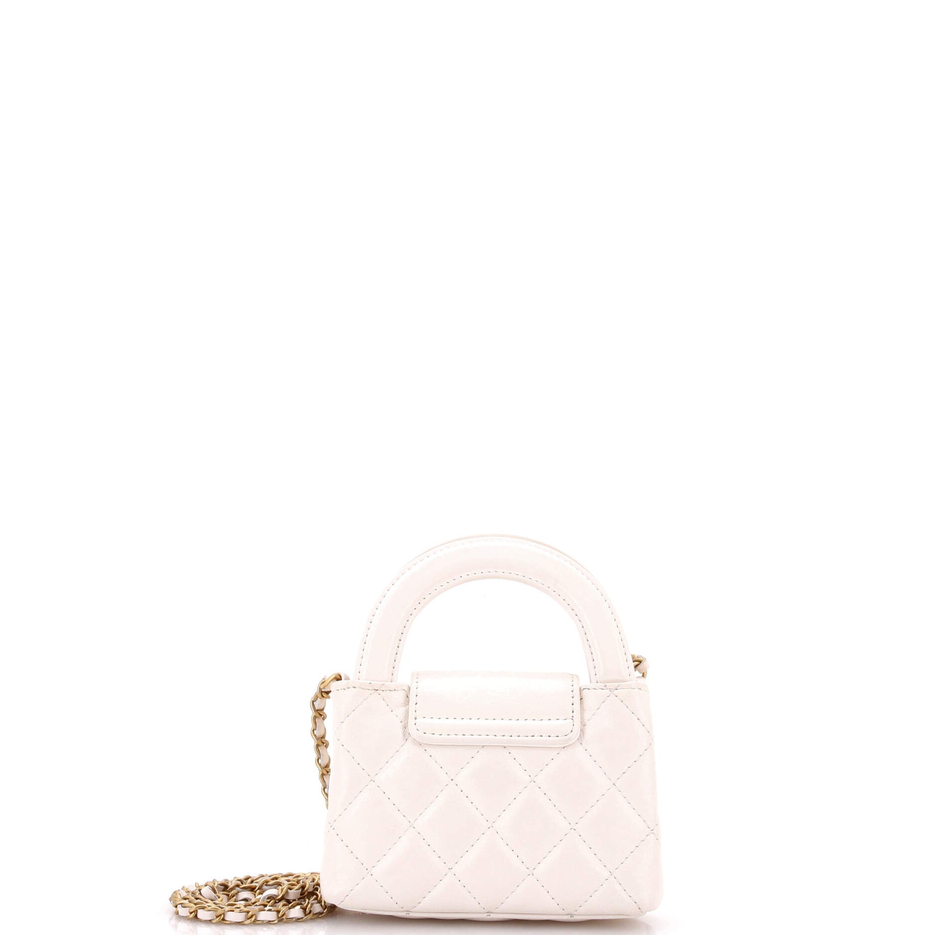Kelly Top Handle Shopping Bag Quilted Shiny Aged Calfskin Nano