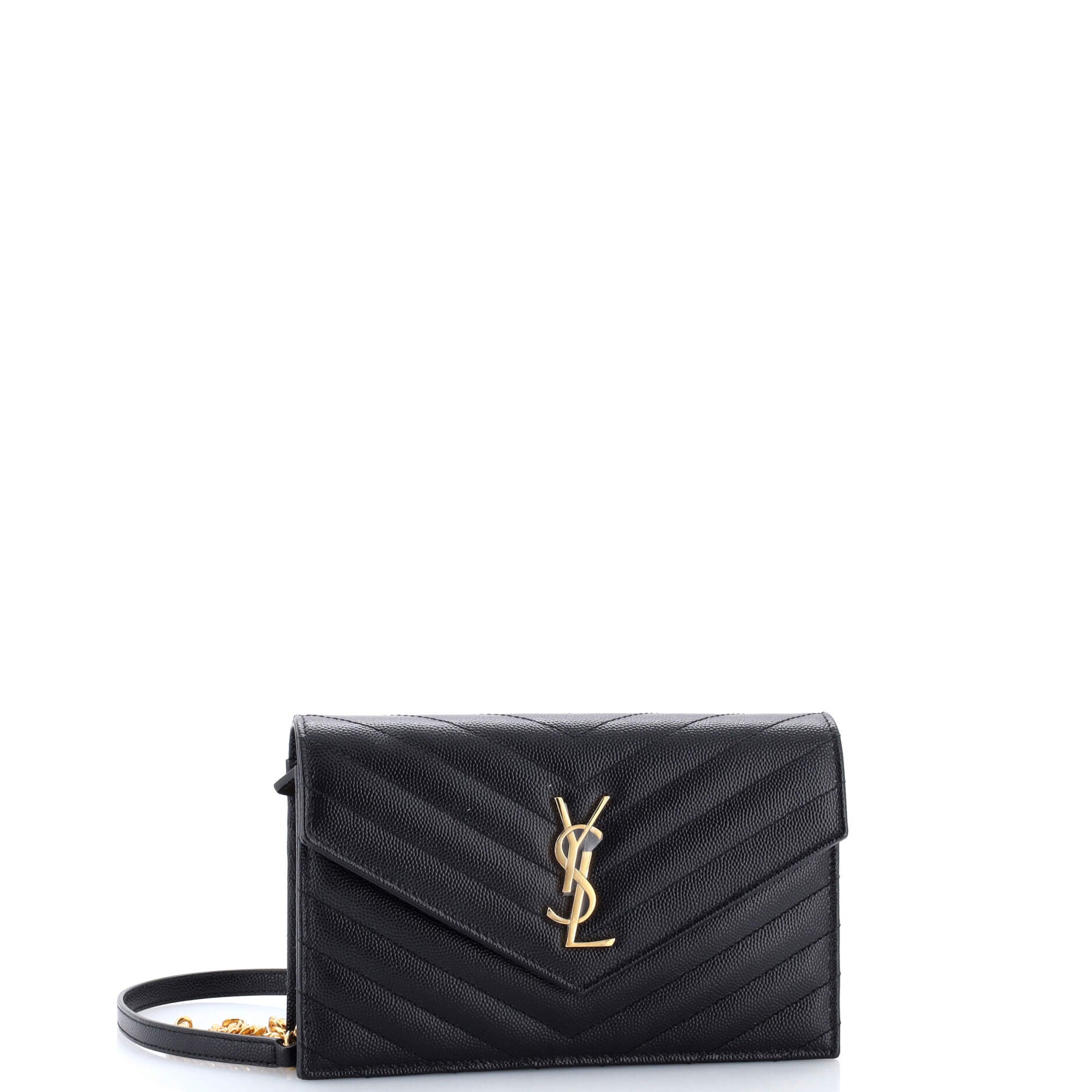 Classic Monogram Wallet on Chain Matelasse Chevron Leather Small
