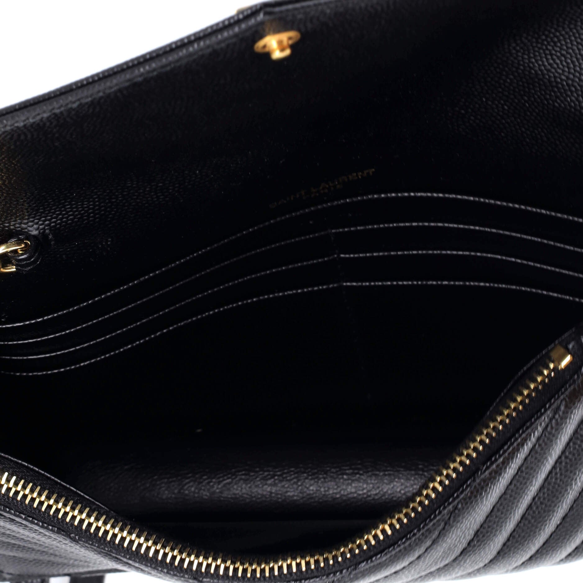 Classic Monogram Wallet on Chain Matelasse Chevron Leather Small