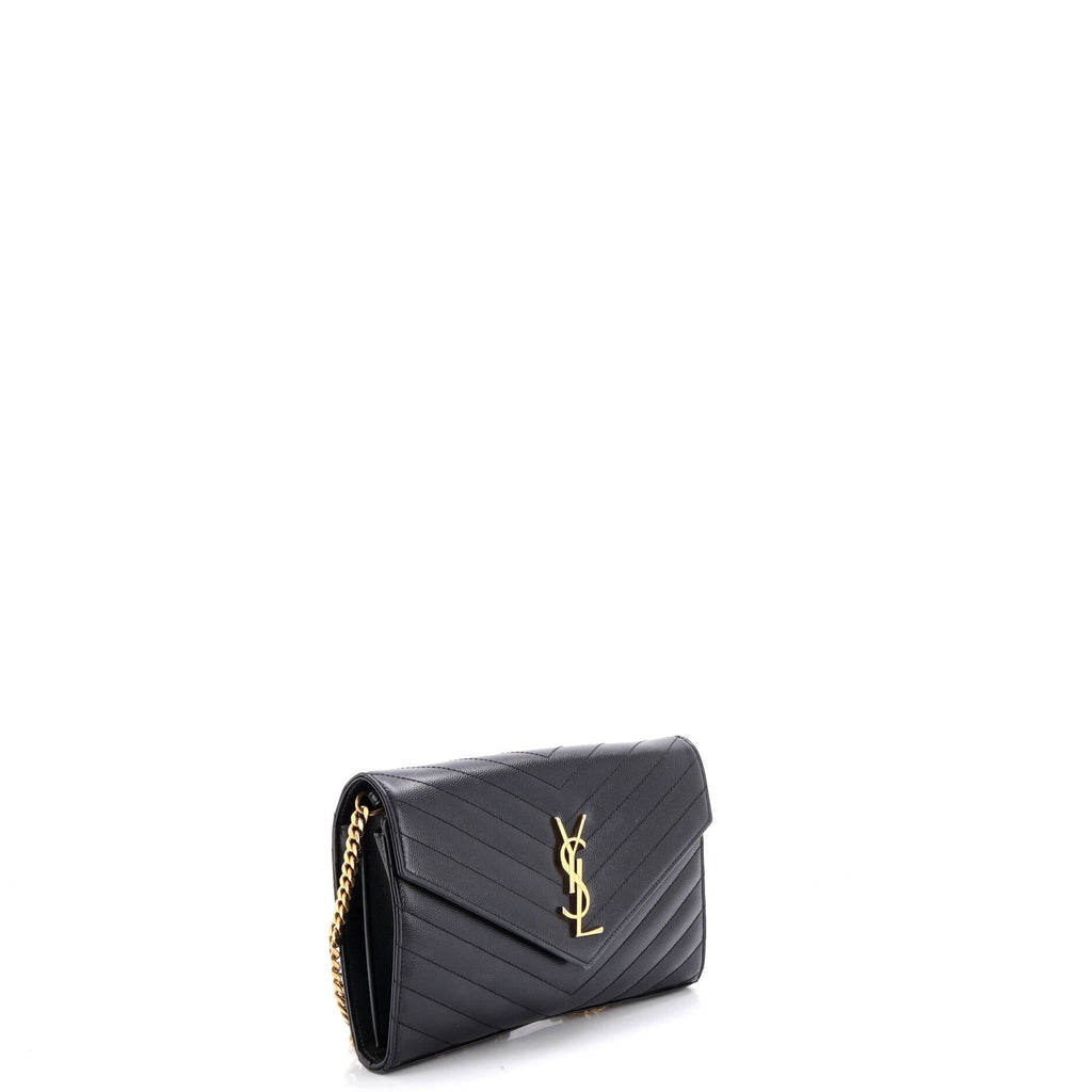 Classic Monogram Wallet on Chain Matelasse Chevron Leather Medium
