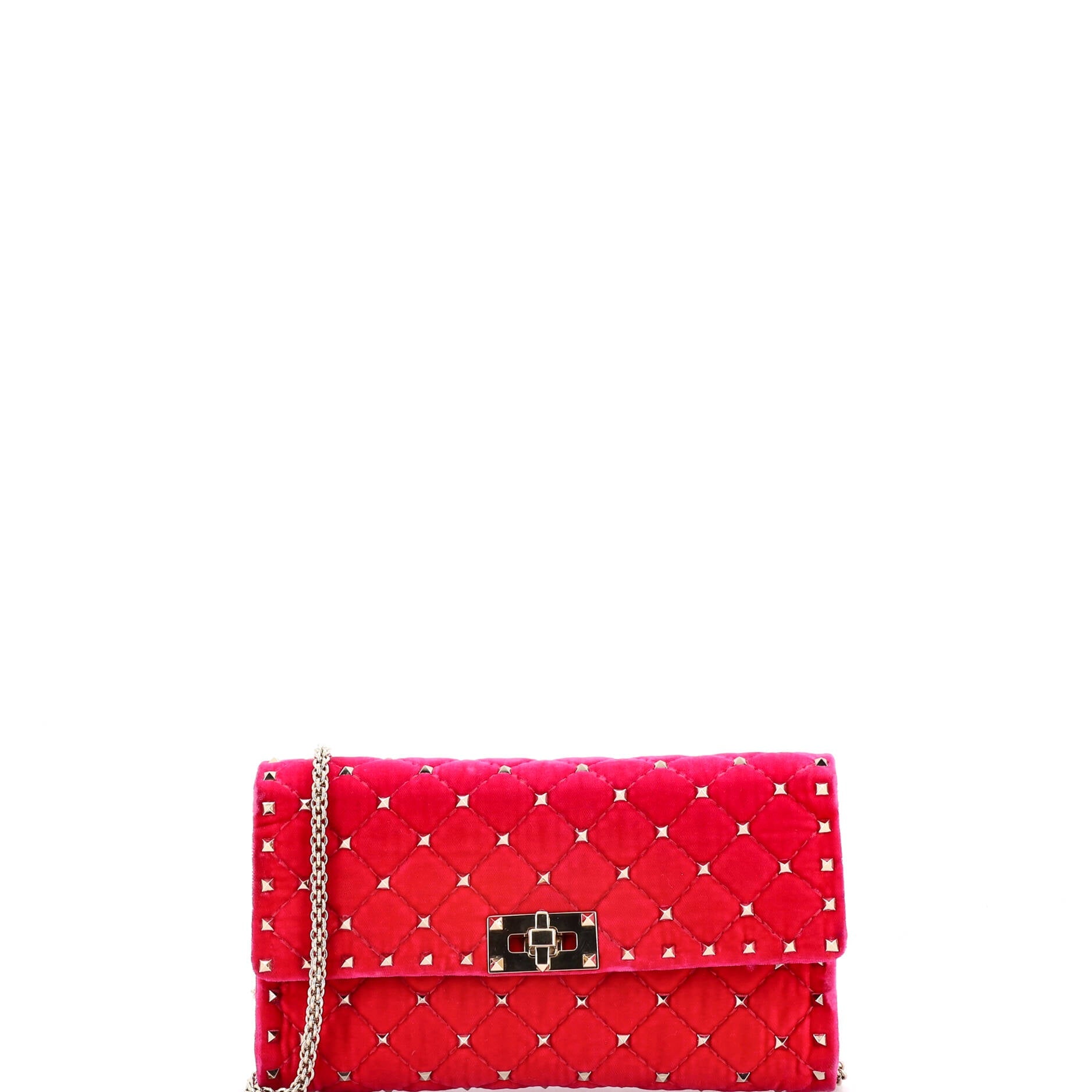 Rockstud Spike Wallet on Chain Quilted Velvet Small