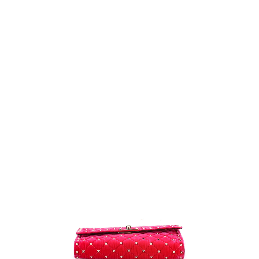 Rockstud Spike Wallet on Chain Quilted Velvet Small